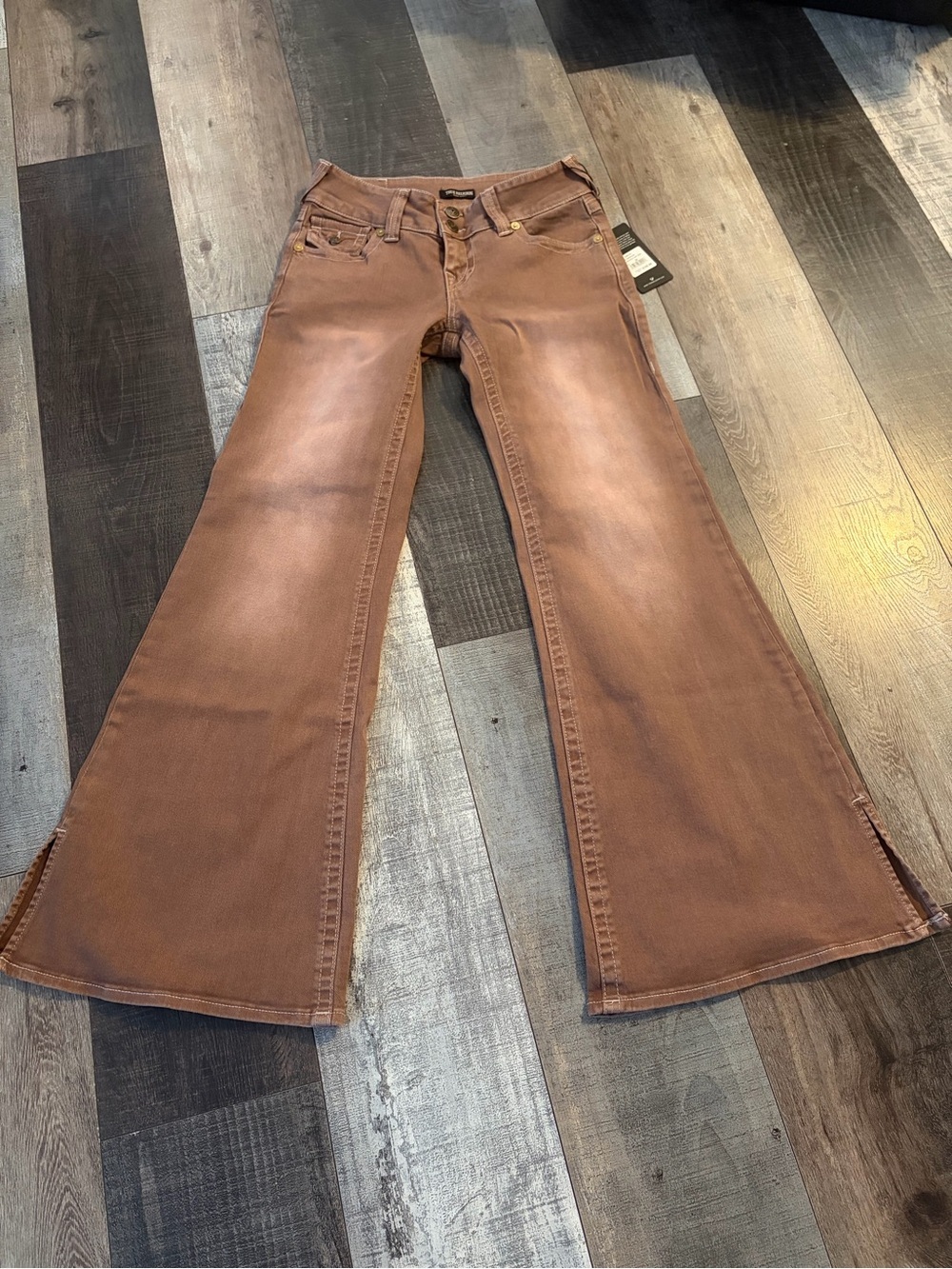 True Religion NWT Brown Wash Relaxed Flare Jeans Size 26 Y2K